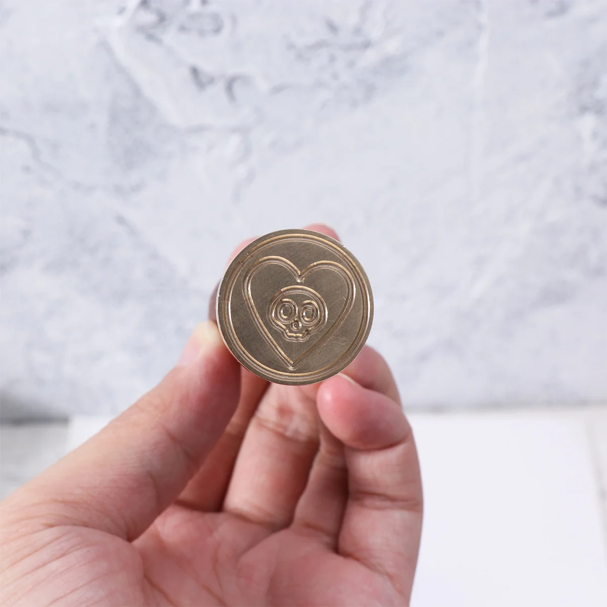 

Heart Skull Wax Seal Brass Head Wooden Handle for Halloween Envelop Invitations Postage Letters Sealing