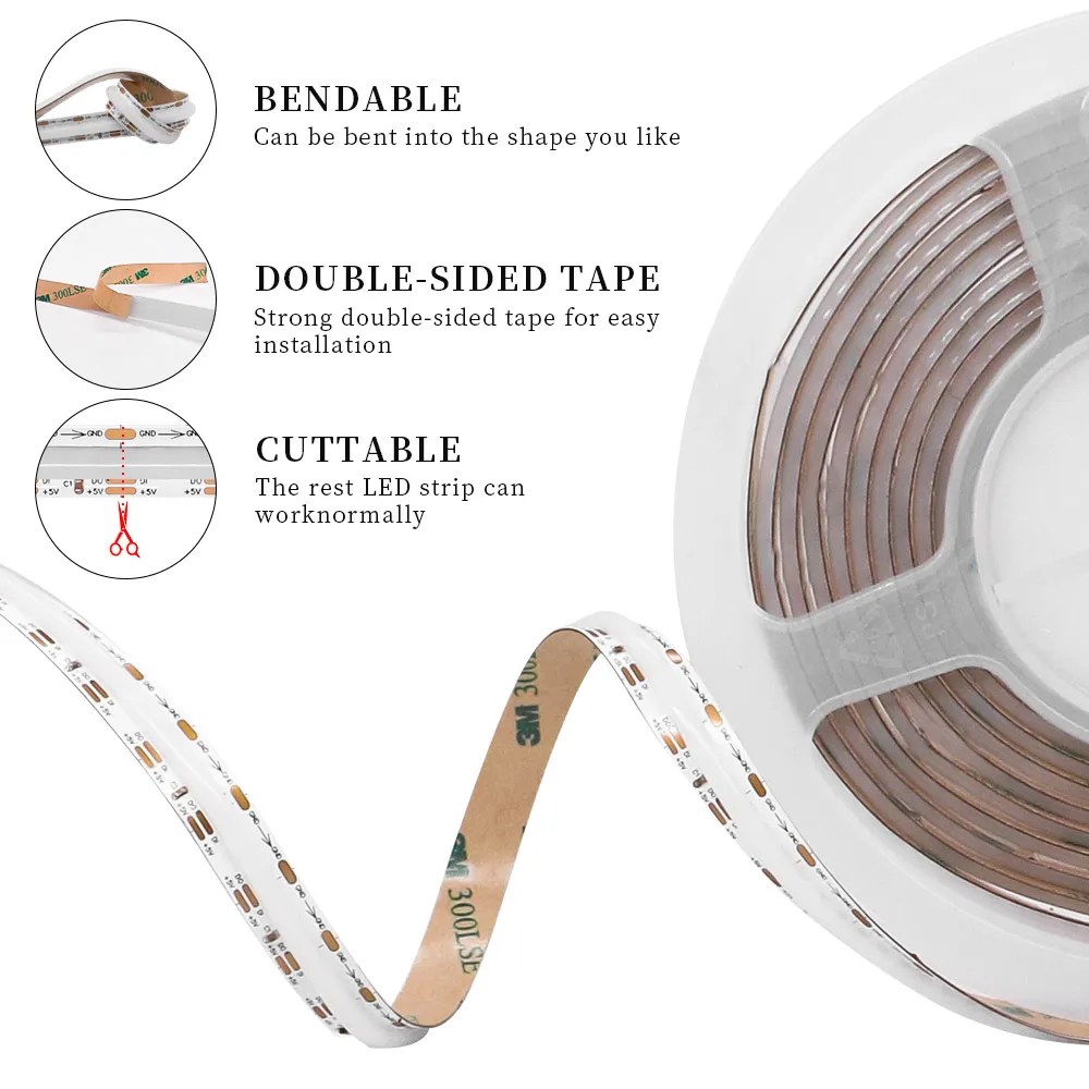 SK6812 RGBIC FOB COB LED Strip Lights 240LEDs/m WS2812B High Density Magic Digital Addressable WS2812 Smart LED Tape DC5V