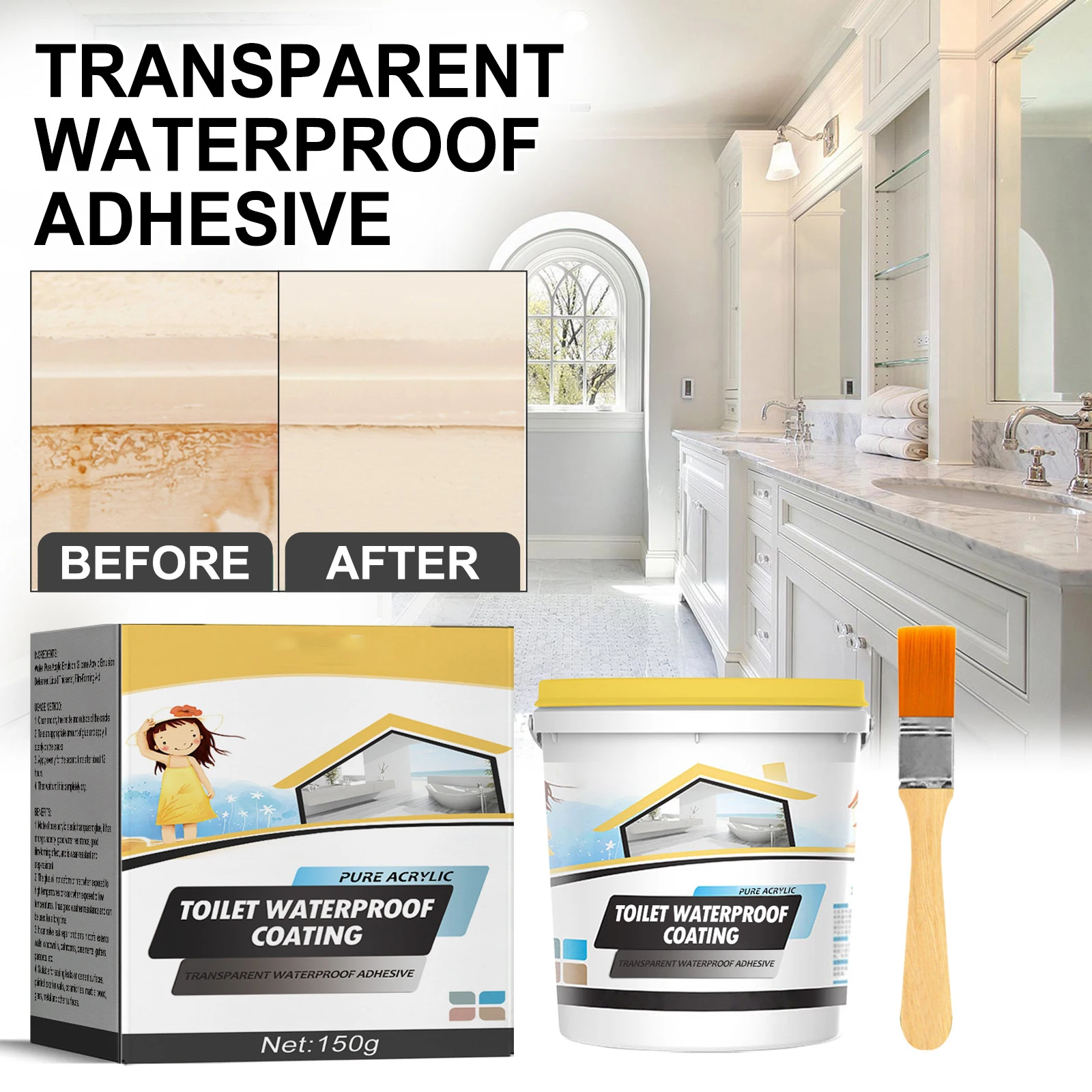 150g/300g/500g/1000g Leakage Sealing Waterproof Adhesive Toilet Transparent Leakage Sealant Repair Tool Invisible Sealant New