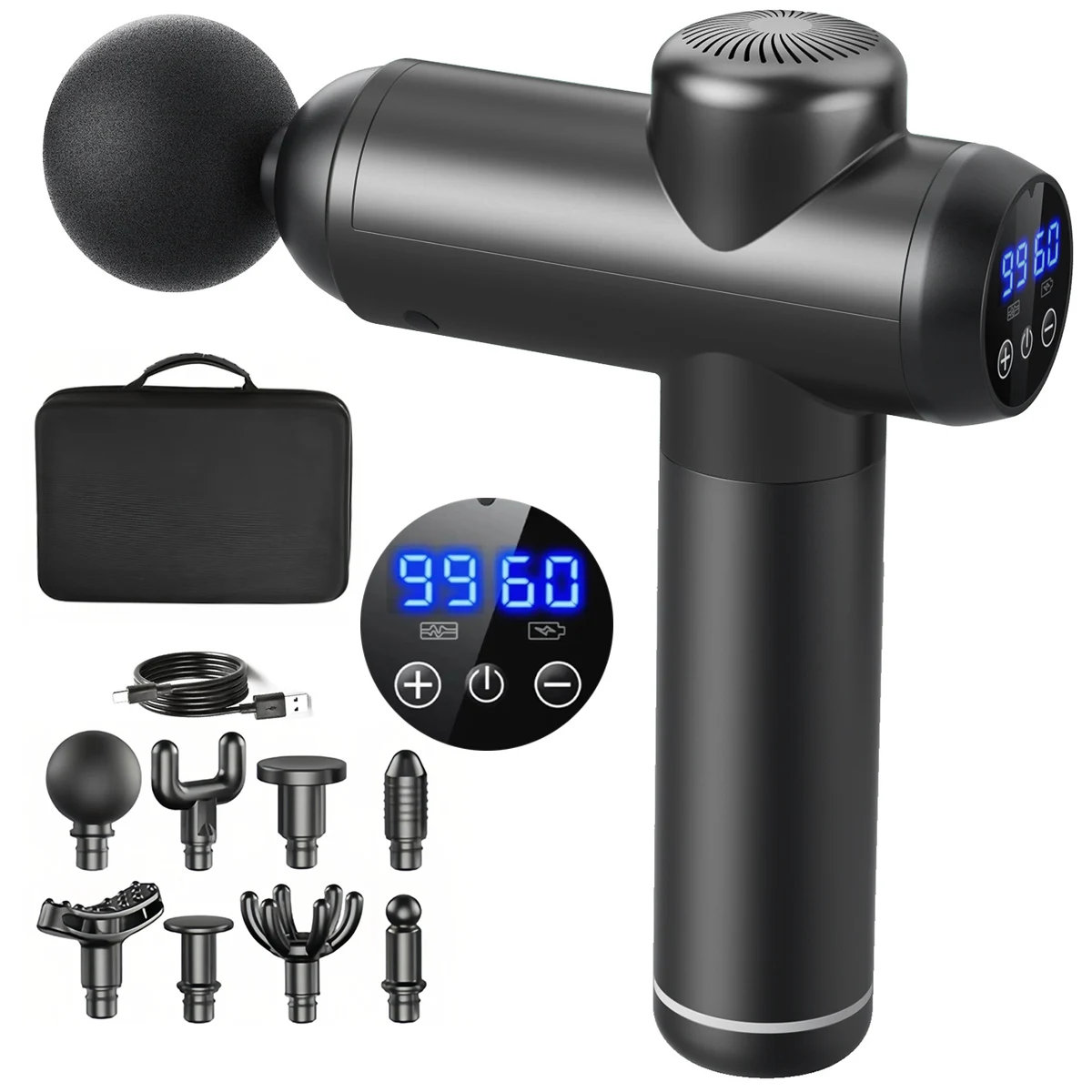 

Профессиональный массажный пистолет для глубокого массажа тканей с 8 насадками для снятия мышечной боли и восстановления, электрический перкуссионный массажер