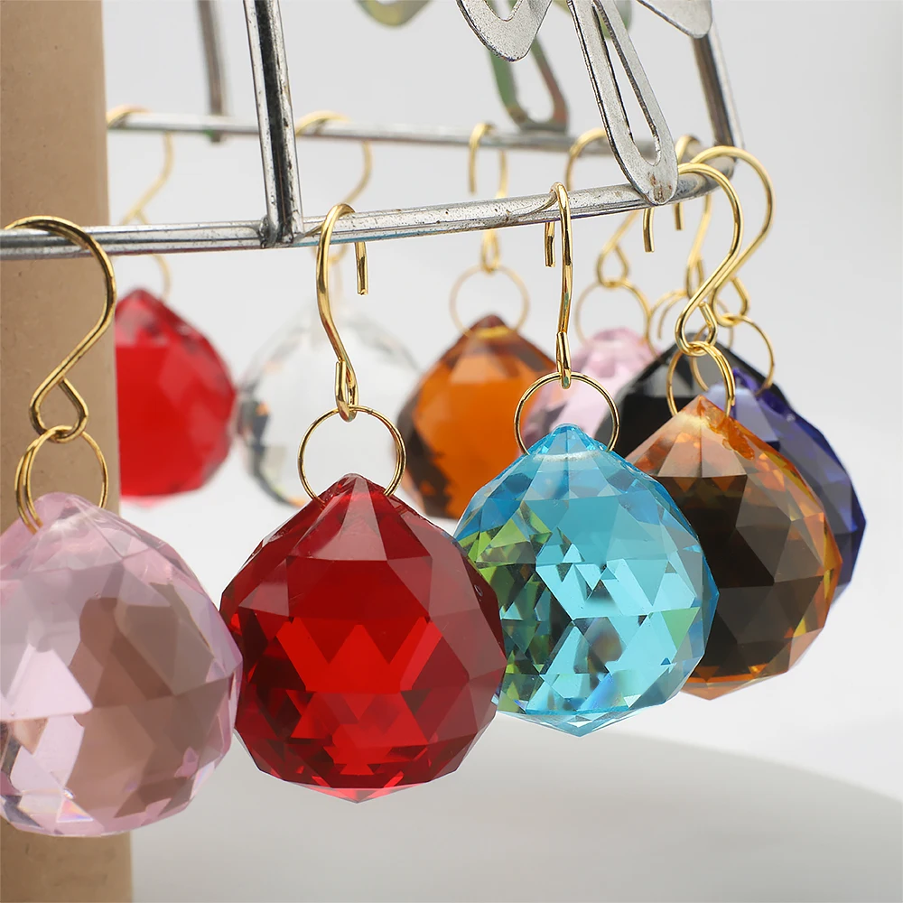1 unidad de bola de cristal facetada de 20mm/30mm para candelabro, prisma atrapasoles colorido, bola de Feng Shui, piezas de lámpara de cristal, decoración para bodas y hogar