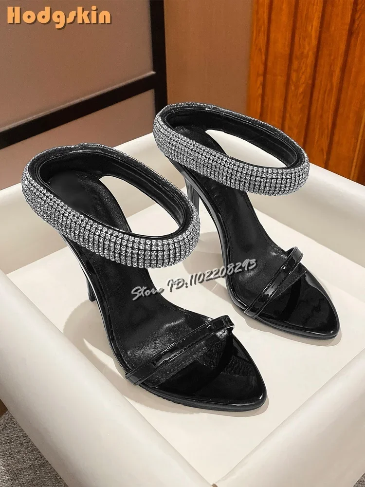 

Crystal Feet Ring Stilettos Sandals Sexy Pointed Open Toe Shallow Slip-on High Heels Rhinestones Dress Shoes 2025 Summer New