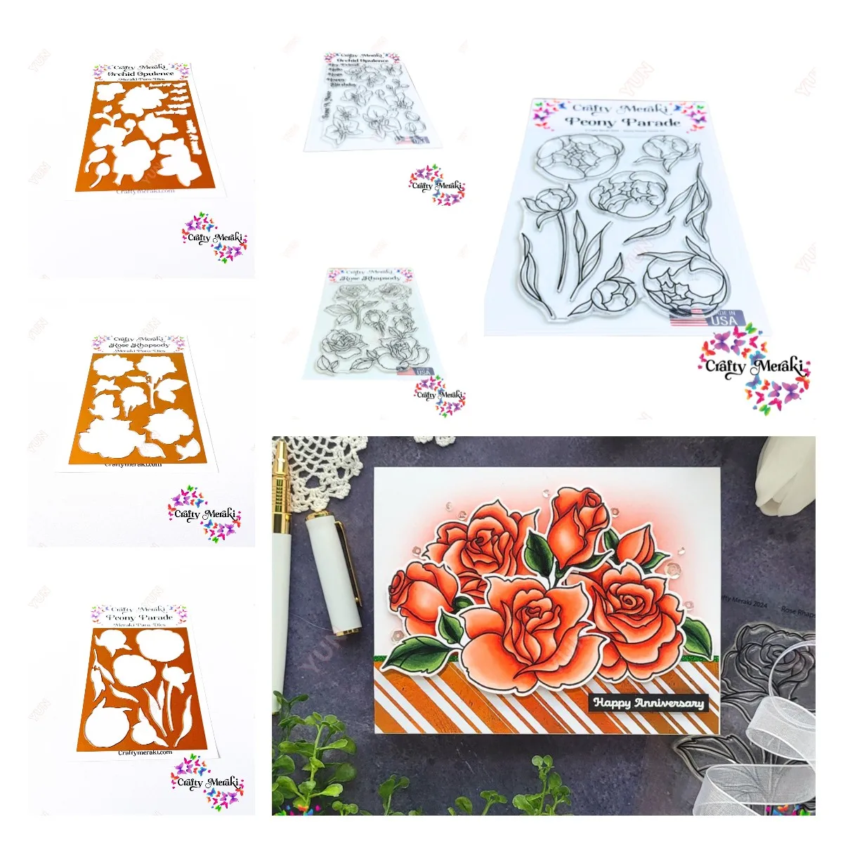 

Passion Posies Peony Rose Orchid Rhapsody New Scrapbook Decoration Stamps Stencils DIY Greeting Cards Metal Cutting Dies 2024