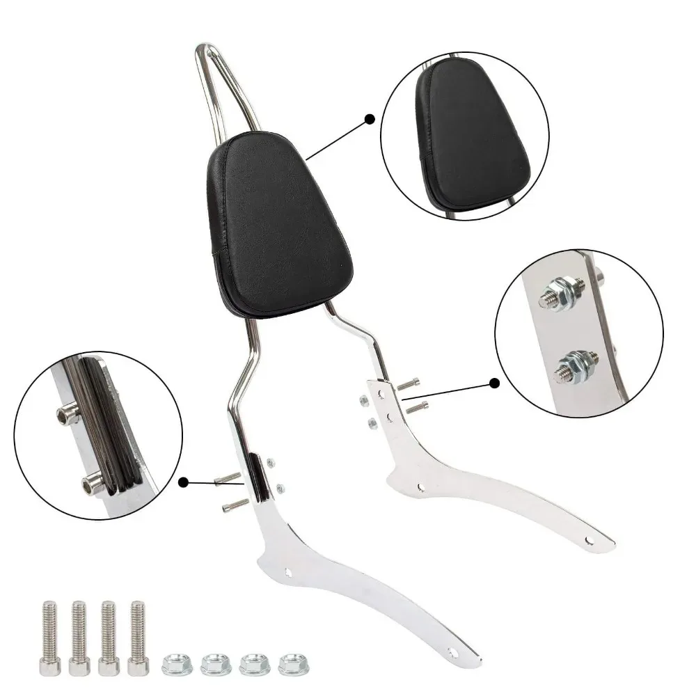 Motorcycle Sissy Bar with Rear Carrier Tandem Bar Backrest for Yamaha V-Star V Star/Drag Star XVS 1100 Classic 2000-2011 - view 6