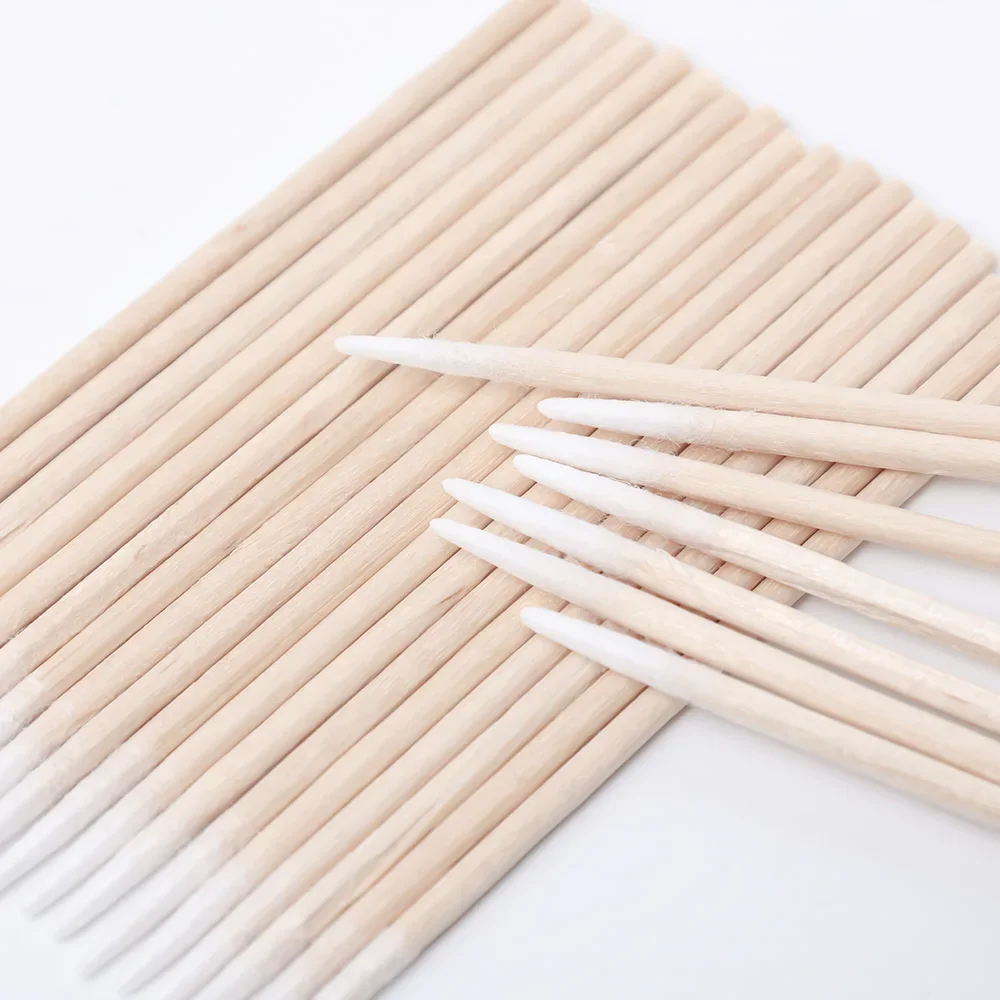 7CM Pointed Single Head Wood Cotton Swab Cleaning The Ears Eyebrow Lips Eyeline Tattoo Multifunctional Disposable Cotton Sticks