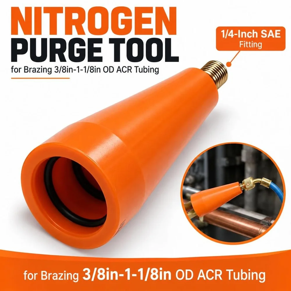 1Pcs 1/4-Inch SAE Fitting Nitrogen Purge Boot Multi-Size O-Rings 3/8in-1-1/8in OD ACR Tubing HVAC Nitrogen Regulator