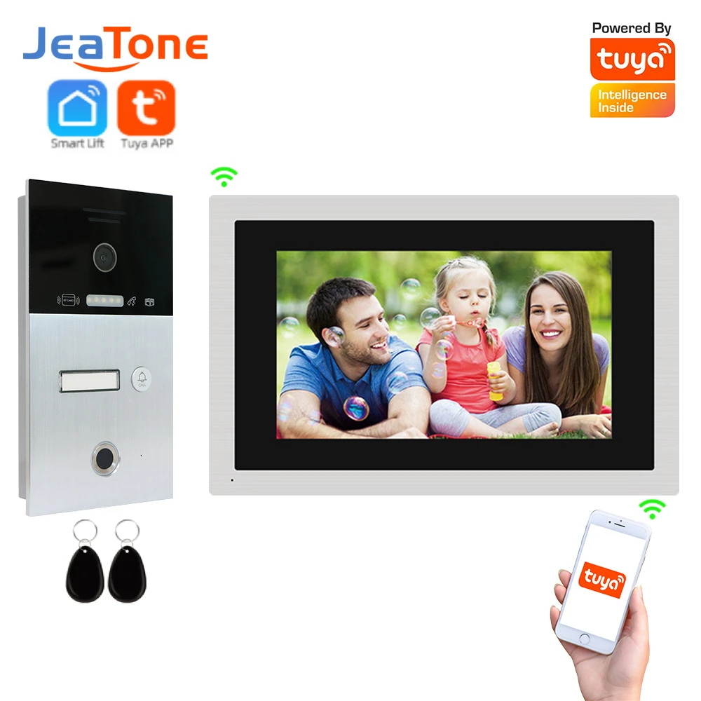 Jeatone Digital IP 10Inch SIP PoE Fingerprint WiFi Video Intercom System Tuya Full Touch Video Interphone with AHD 720P Camera