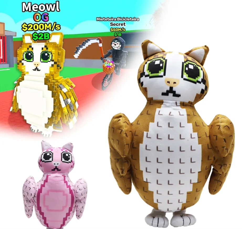 Em estoque rouba um brainrot pelúcia rosa meowl e marrom meowl jogo periféricos brinquedo de natal presente jogo fãs crianças aniversário casa dezembro