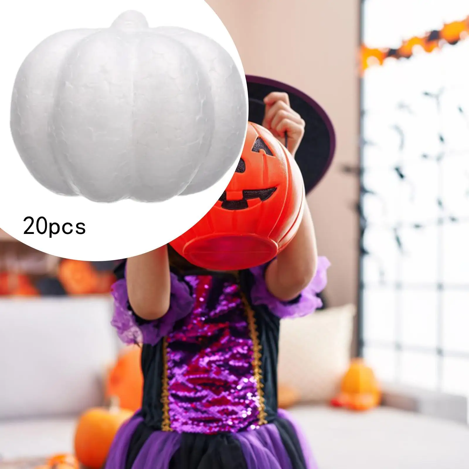 20 Pieces White Foam Pumpkins Props Crafts for Halloween Holiday Christmas