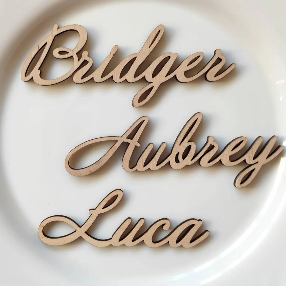 Personalized wooden name place cards Guest names setting Dinner place cards Laser cut Custom wooden tags Seating chart - view 2