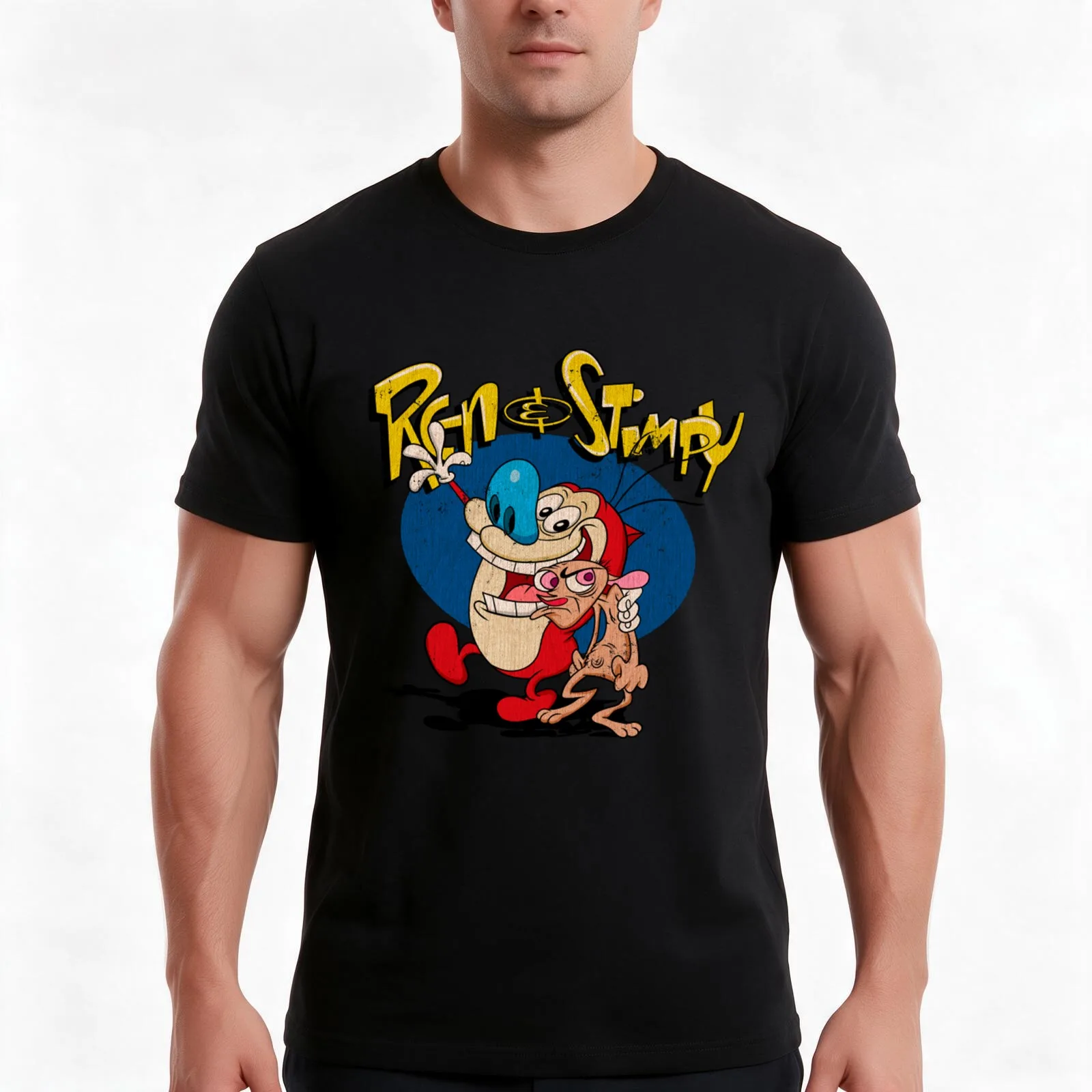 Vintage Ren and Stimpy T-Shirt Summer Casual Cotton Tee Oversized Streetwear Tops Vintage Graphic Print Unisex Men Women