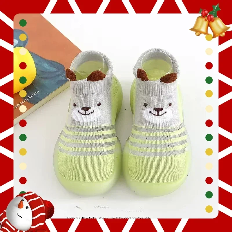 أحذية شبكية قابلة للتنفس على الطراز الكلاسيكي للأطفال مضادة للانزلاق ومضادة للارتداء، أحذية أطفال كرتونية للأطفال الصغار، جوارب أرضية