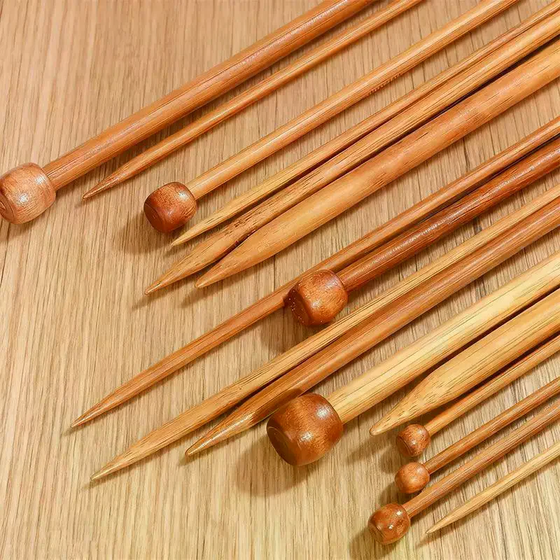 2Pcs Bamboo Knitting Needles With Single Pointed Tips Handmade DIY Single-Pointed Knitting Needles, Suitable For Yarn Beginners