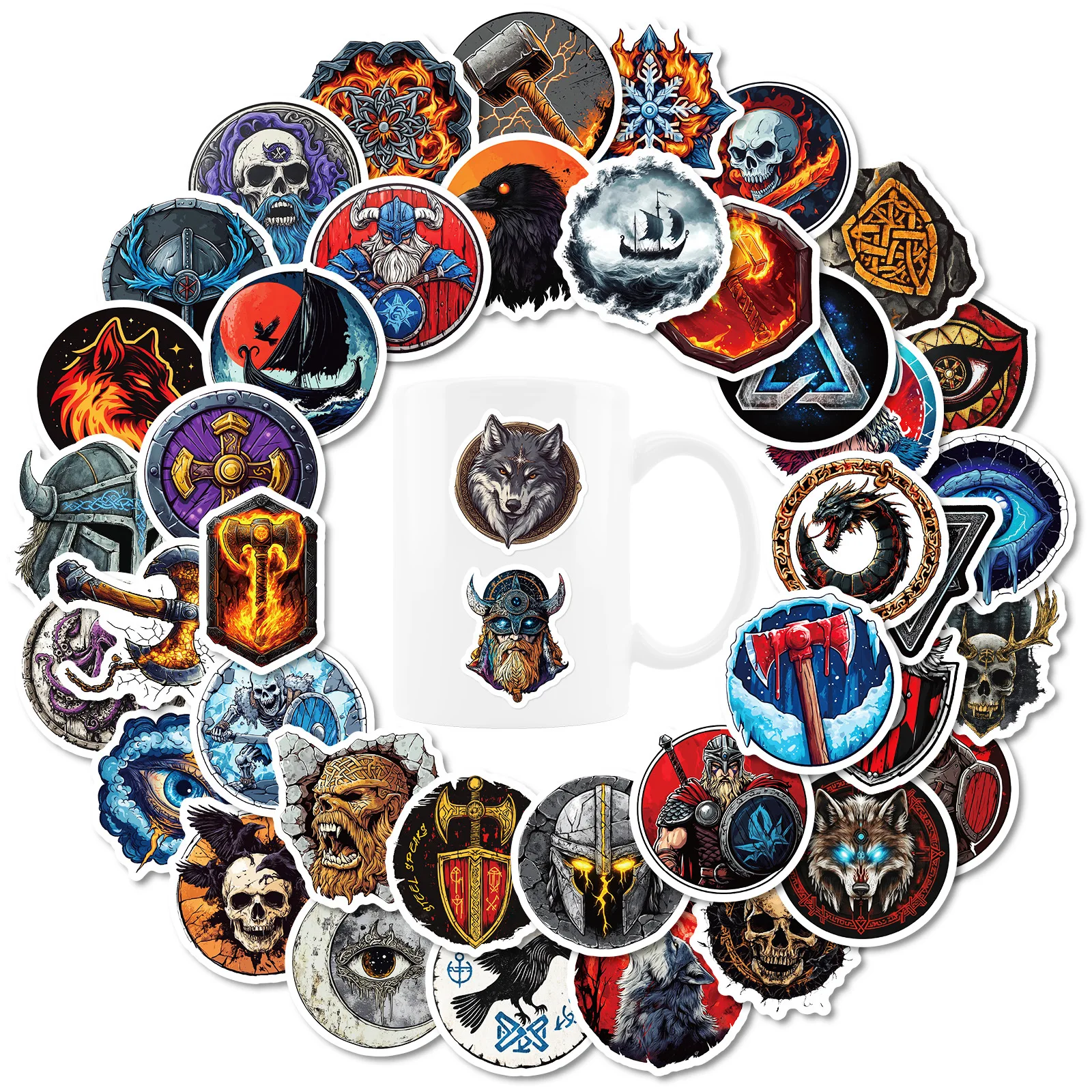 

10/30/50PCS Cartoon Viking Age Series Crow Horns Sticker DIY Phone Laptop Luggage Skateboard Graffiti Decals Fun for Kid