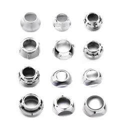 3 Inch Bi LED Xenon HID Projector Lens Shell Silver Shroud Mask Auto Motorcycle Headlight Retrofit Lenses Light Casing Cover