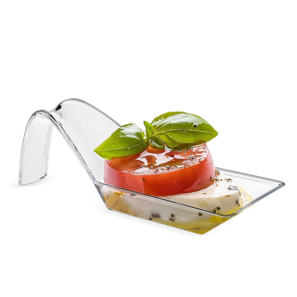 

50pcs Fruit Spoon Dessert Plates Mini Display Tray for Candies Cookies Dry Fruit Holder Kitchen Plastic Plate Wedding Party
