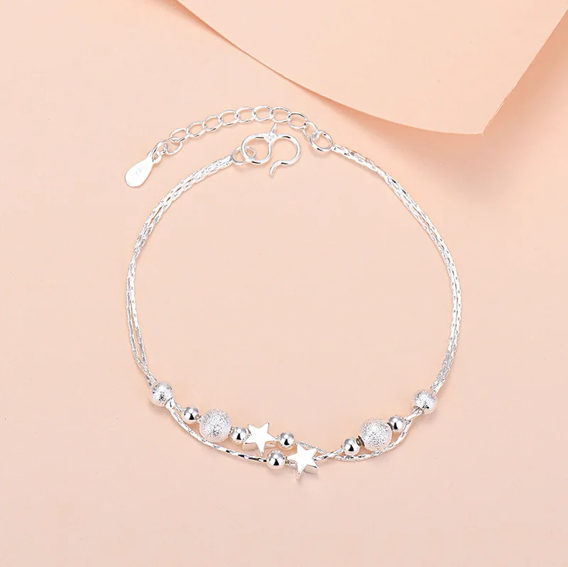 925 Sterling Silver Beautiful Stars Bracelets For Women Korean Fashion Designer Adjustable Bead Bracelet Luxury Original Jewelry