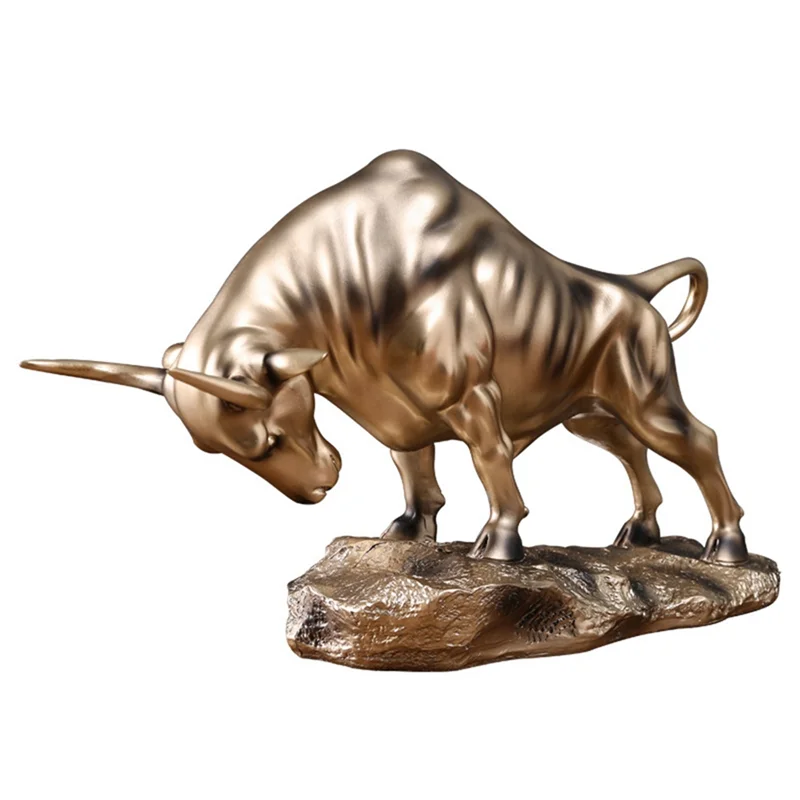 

Best-Modern Bull Figurine Cattle Statue Feng Shui Animal Sculpture Collection Crafts For Office Tabletop Home Decoration