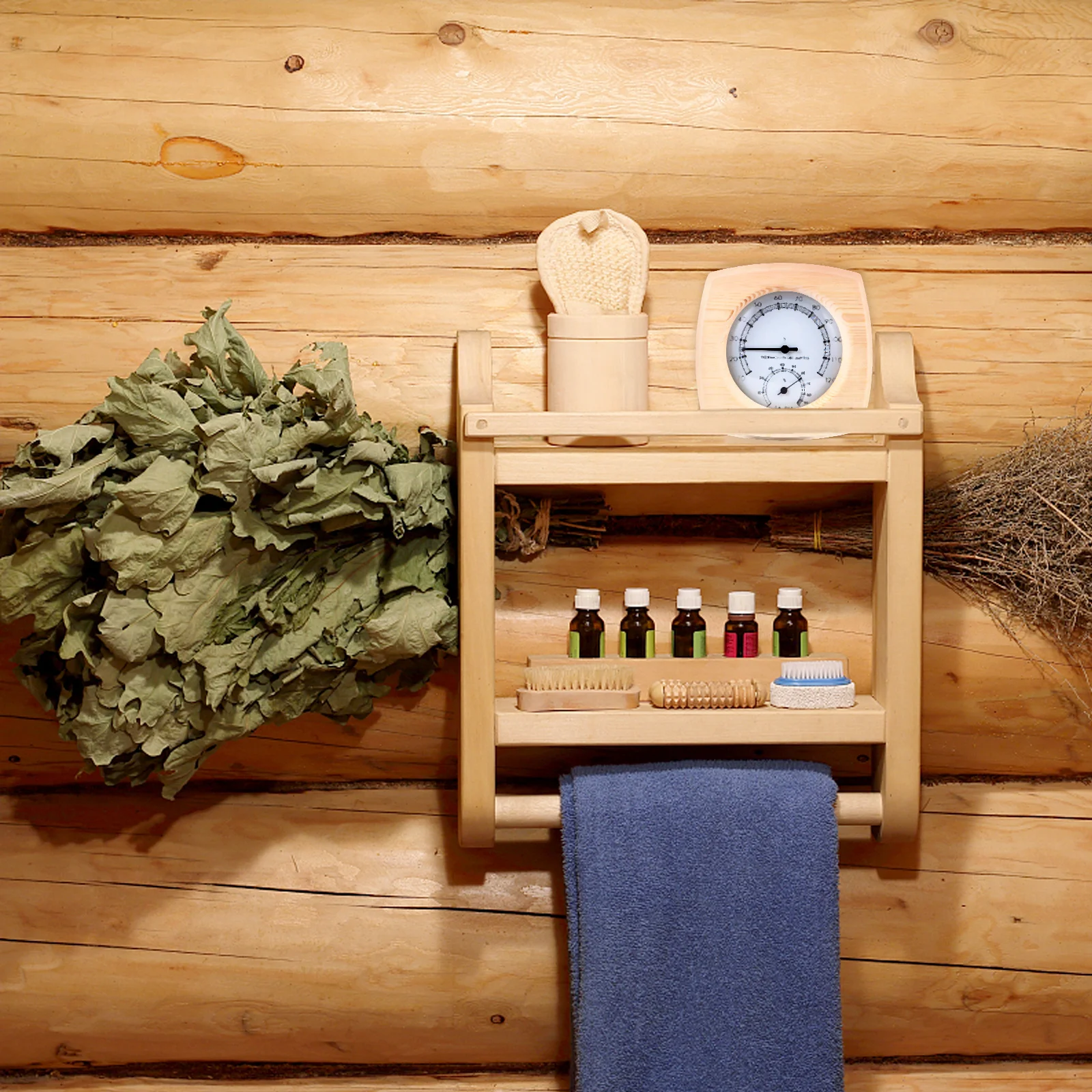 

1Pcs Sauna Hygrothermograph Wooden Humidity Temperature Meter Small Waterproof Indoor Outdoor Thermometer Hygrometer for Steam