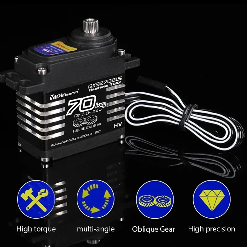 เซอร์โว IP68กันน้ำแรงบิดขนาดใหญ่ตัวเหนี่ยวนำแม่เหล็ก8.4V ไร้แปรง70kg เกียร์ขดลวดเหล็กควบคุมระยะไกลรถยนต์ Accessories1/8 1/10