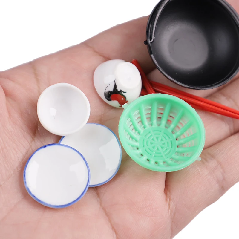 1:12 Dollhouse Miniature Dish Soap Gloves Rag Chopsticks Bowl Dishwashing Cleaning Set Furniture Kitchen Model Decor Toy