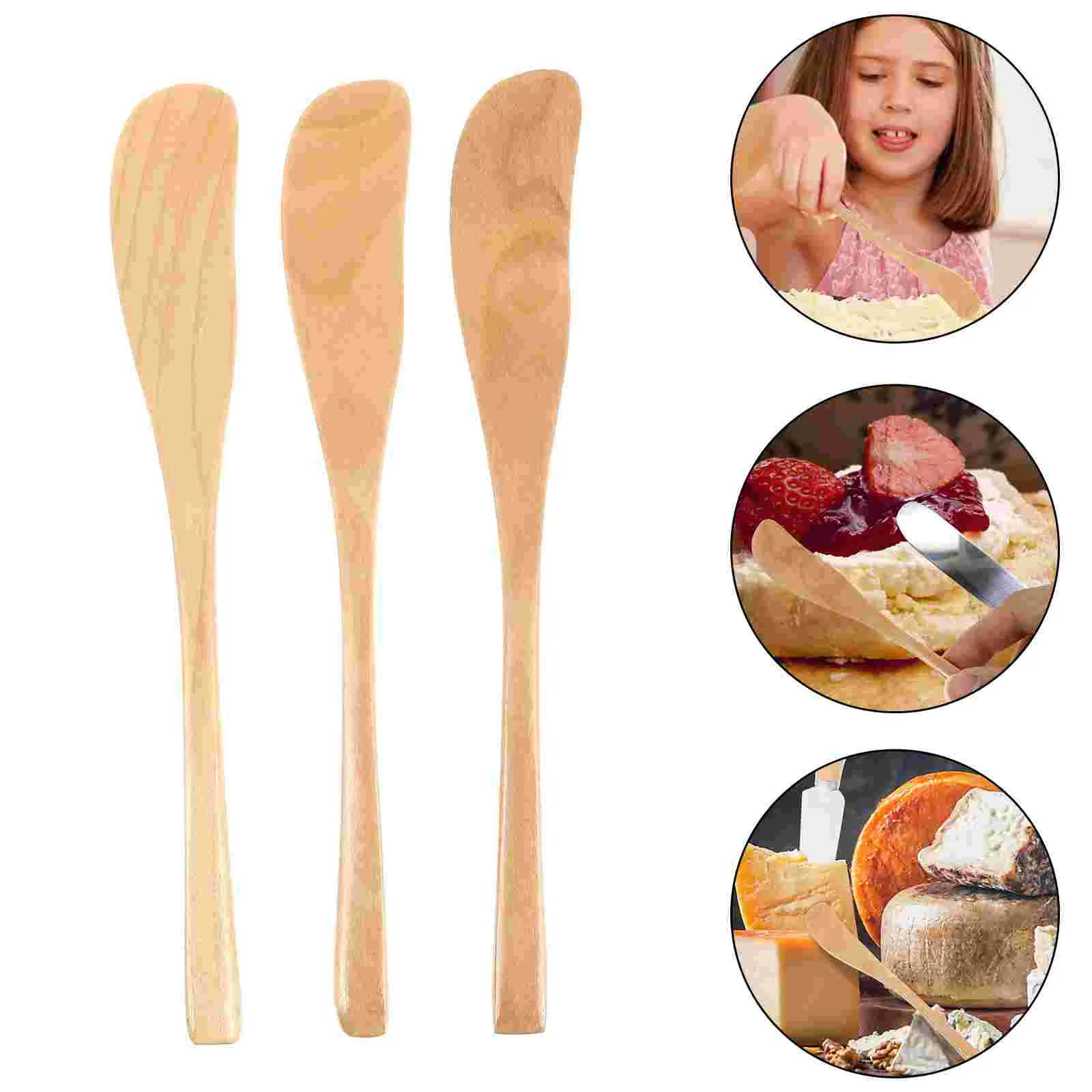 

3 Pcs Wooden Butter Spreader Smooth Edge Safe Odorless Ergonomic Handle Japanese Style Kitchen Gadget Baking Supply Cream