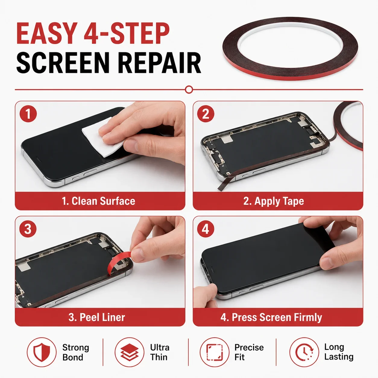 10M Double-Sided Tape For Mobile Phone Repair 2/3/5/10mm Self-Adhesive Foam Sticker For Touch Screen LCD Panel Cellphone Fix image 5
