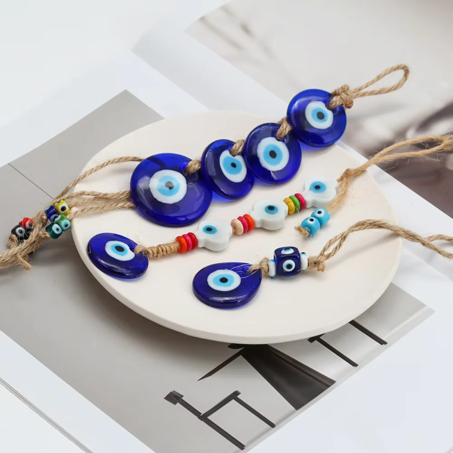 Spiritual Turkish Blue Eyes Car Hanging Pendant Fatima's Hand Charm Car Drop Pendant - Interior Decor