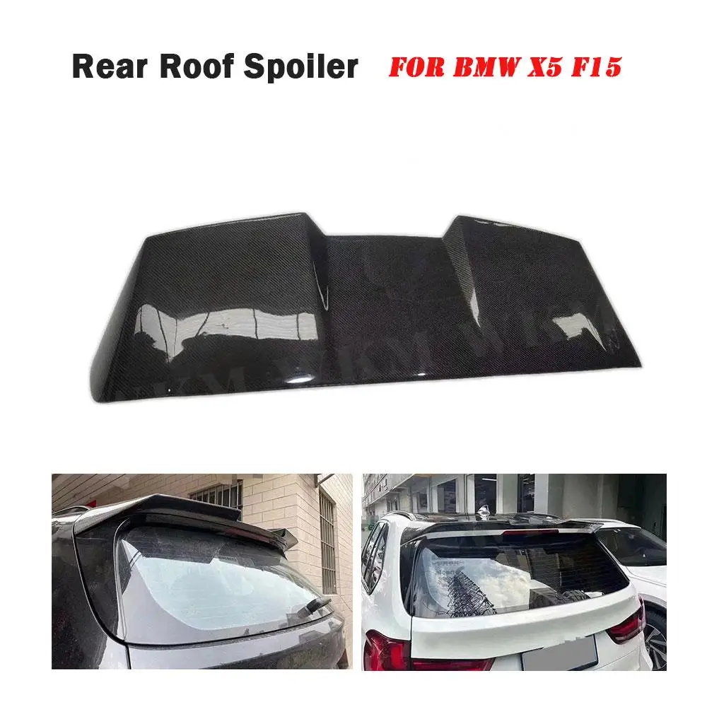 For F15 X5 Carbon Fiber Rear Roof Spoiler Wing Tail Trunk Window Upper Splitters Trim Lip For BMW F15 X5 2014-2018