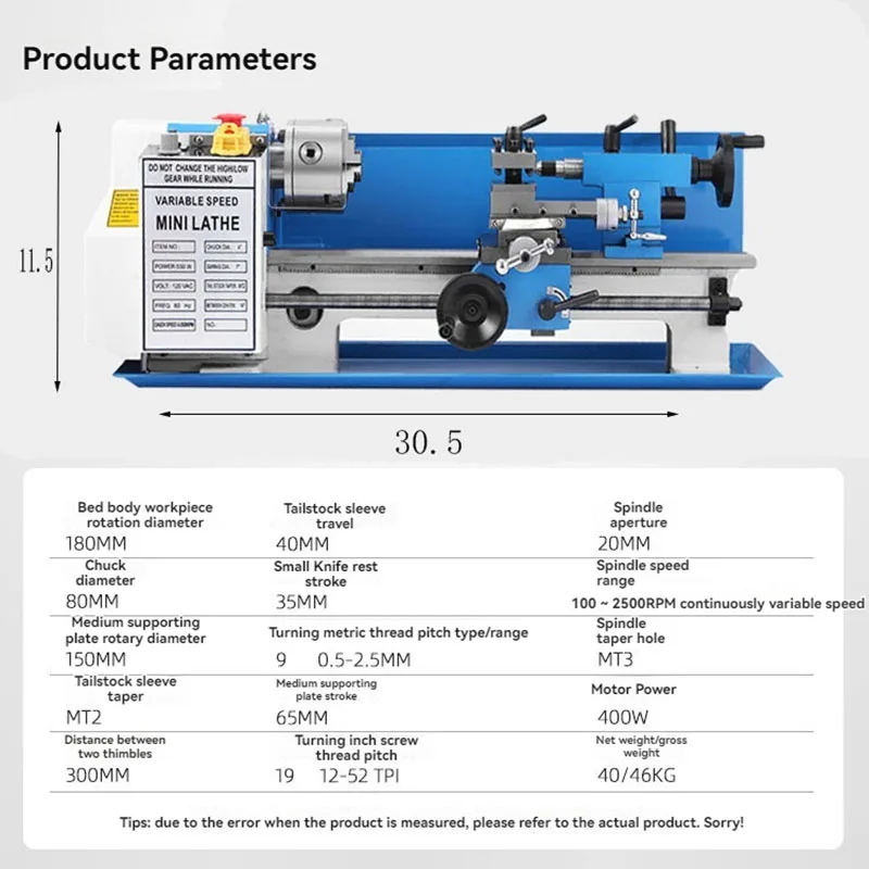 

Ручной мини-токарный станок 0.55 кВт с бесступенчатой регулировкой скорости для домашней мастерской и небольших проектов