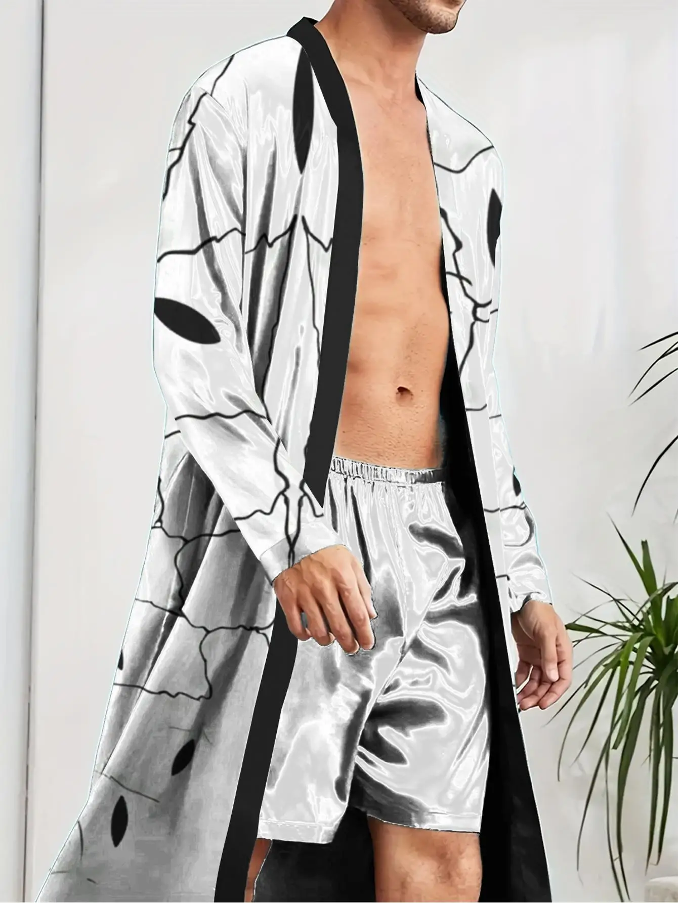 1pcs Men's Robes 2026 Spring/Summer Robe man Bathrobe men nightie for men 3D Printed Polyester Graphic sleepwear Men's pajamas