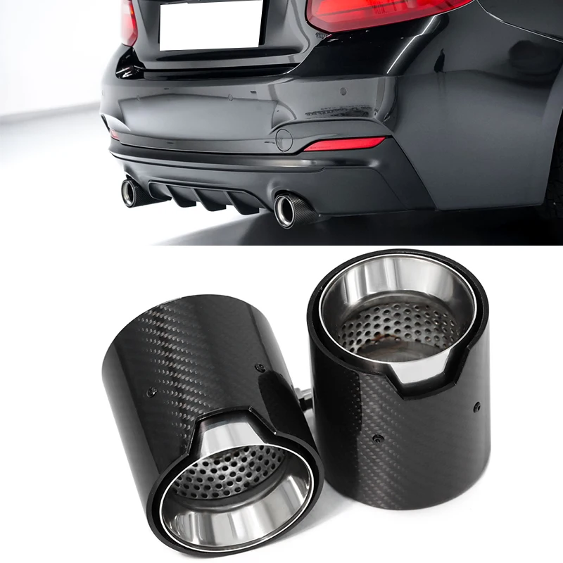 2pcs/lot Car Exhaust Tip For BMW 2 Series F22 F23 M235i M240i F20 F21 M135i M140i M Performance Carbon Fiber ID60mm Muffler Tip