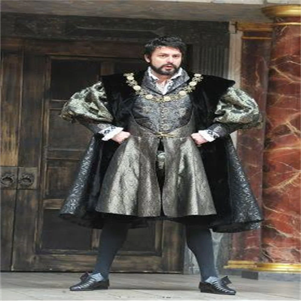 Traje de Cosplay de Lujo del Siglo XVI, Estilo Tudor Isabelino, Rey Henrio VIII, Disfraz Medieval de Príncipe, Noble, Lord, Duque, Traje de Baile