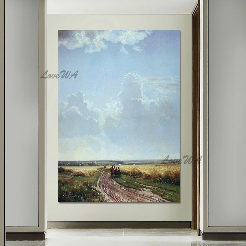 

Autumn Farm Scenery Russian Landscape Realistically Oil Painting Artwork Hotel Decor No Framed Oil Painting Canvas Wall Art