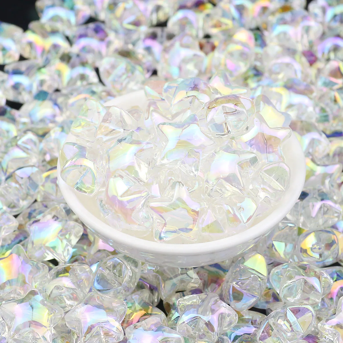 UV-beschichtetes Acryl, transparent, sternförmig, lose Perlen, 10–40 Stück, 19 mm, für Schmuckherstellung, Armbänder, Halsketten, DIY-Zubehör