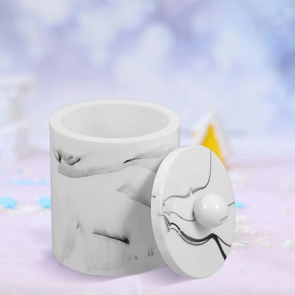 

2pcs Marble Pattern Cotton Swab Box Resin Storage Container For Home Makeup Holder Pad Organizer Desktop Organizer