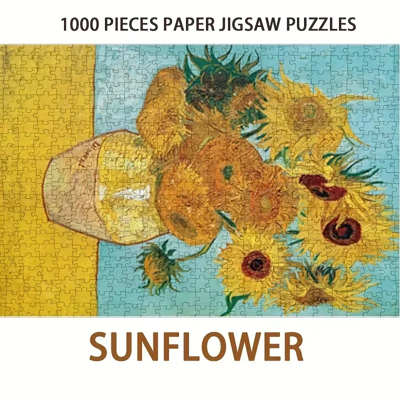 

Мини-пазл, 1000 шт., знаменитая картина с подсолнухом, белая карточная бумага, семейные игры, рождественский подарок, творческие игрушки