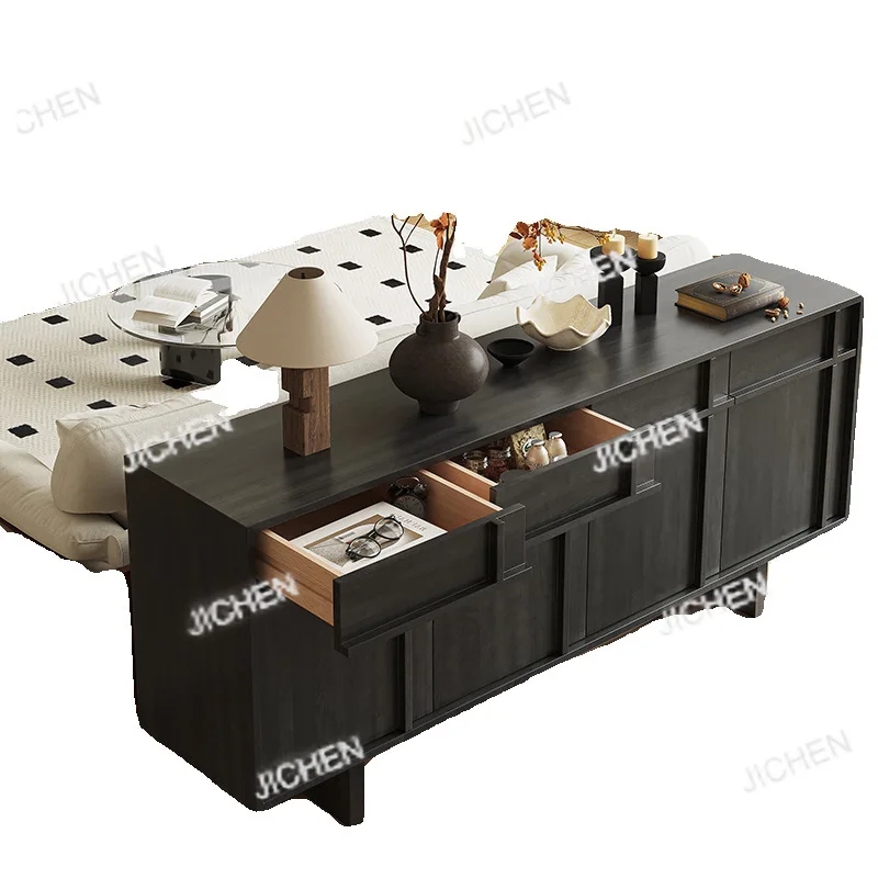 خزانة جانبية لتناول الطعام بجانب السرير من خشب البقس الصلب وخزانة غرفة المعيشة وأريكة عتيقة متوسطة من الخلف إلى الحائط وخزانة منخفضة #5