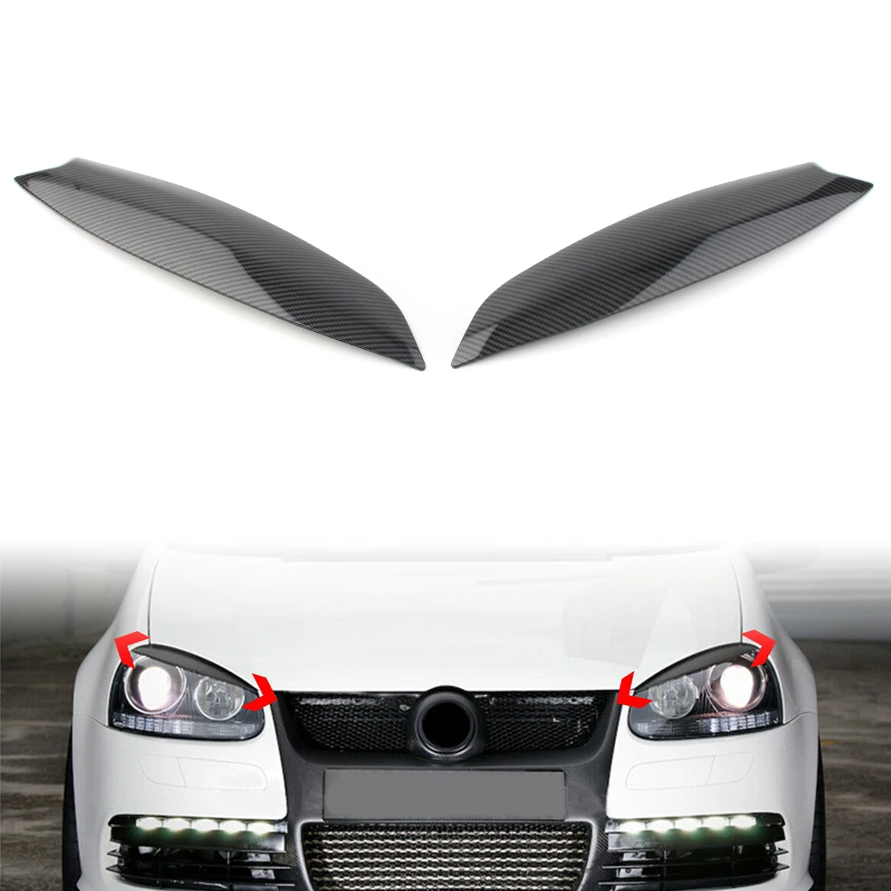 

Car Eye Lid Eyebrow Cover Styling Headlight Trims For VW Golf 5 GTI R32 MK5 2005 2006 2007 Carbon Fiber Look ABS Plastic