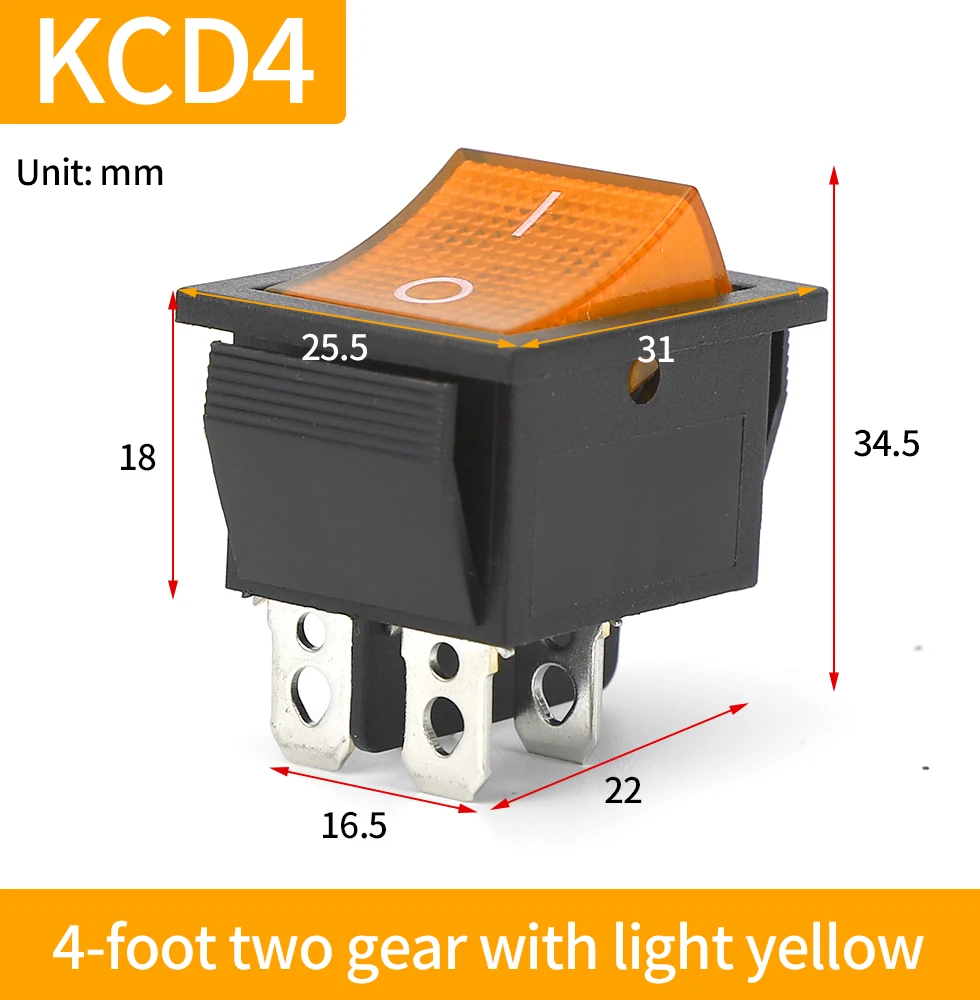 KCD4   16A250Vship type switch 6pin/4pin 2 gear/3gear with light button ship type rocker power supply31 * 25MM