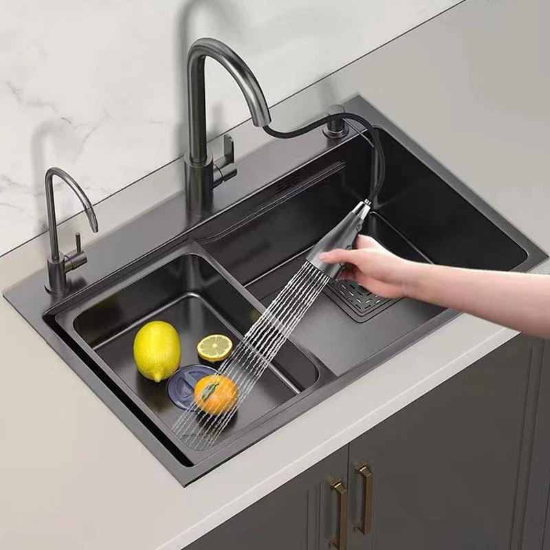 Kitchen Sink Topmount/Undermount Single Bowl Wash Basin Stainless Steel Workstation with Drain Accessories  Faucet Multiple Size