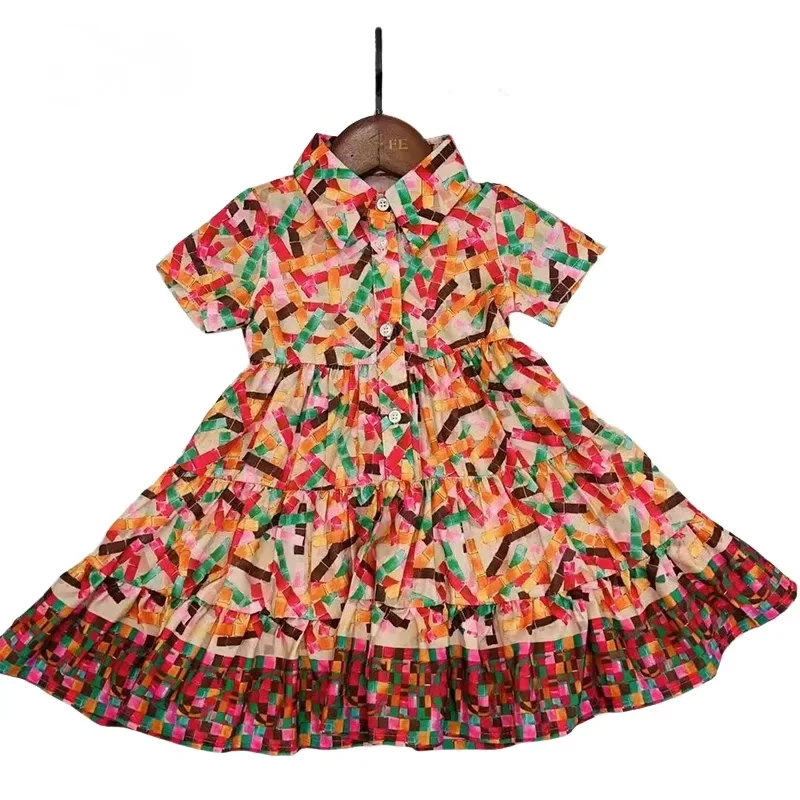 

CH Casual Floral Multicolor Designer Cotton Material Children's Dress 2025 New Color-Blocked High Quality Girl Gift Outing Skirt