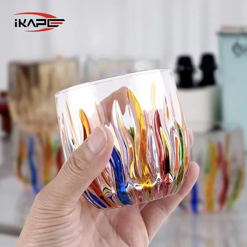 Copo de vidro IKAPE, xícara de café expresso, xícara de leite, ferramentas de café e chá, design pintado à mão, grande capacidade de 270 ml, uso duplo para cozinha e bar