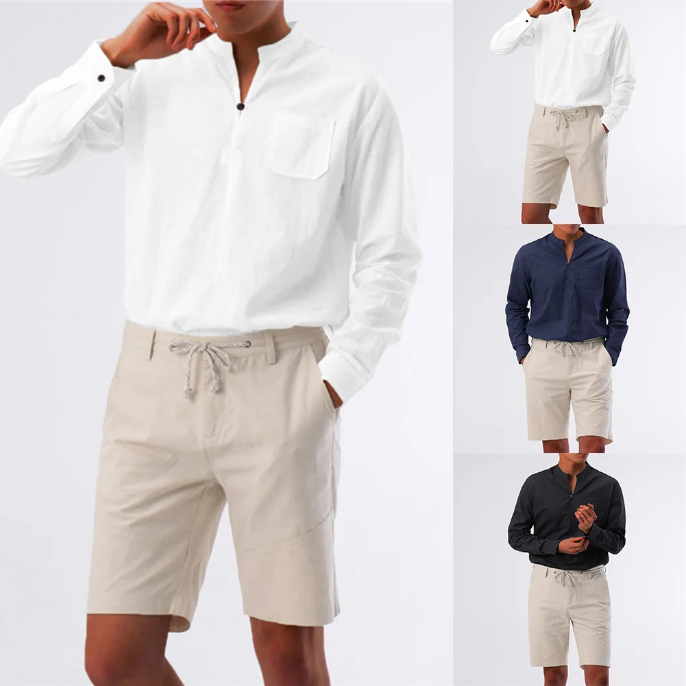 Men Casual Long Sleeve Slim Fit Henley T-Shirt Basic Tee Tops Soft Shirts Blouse