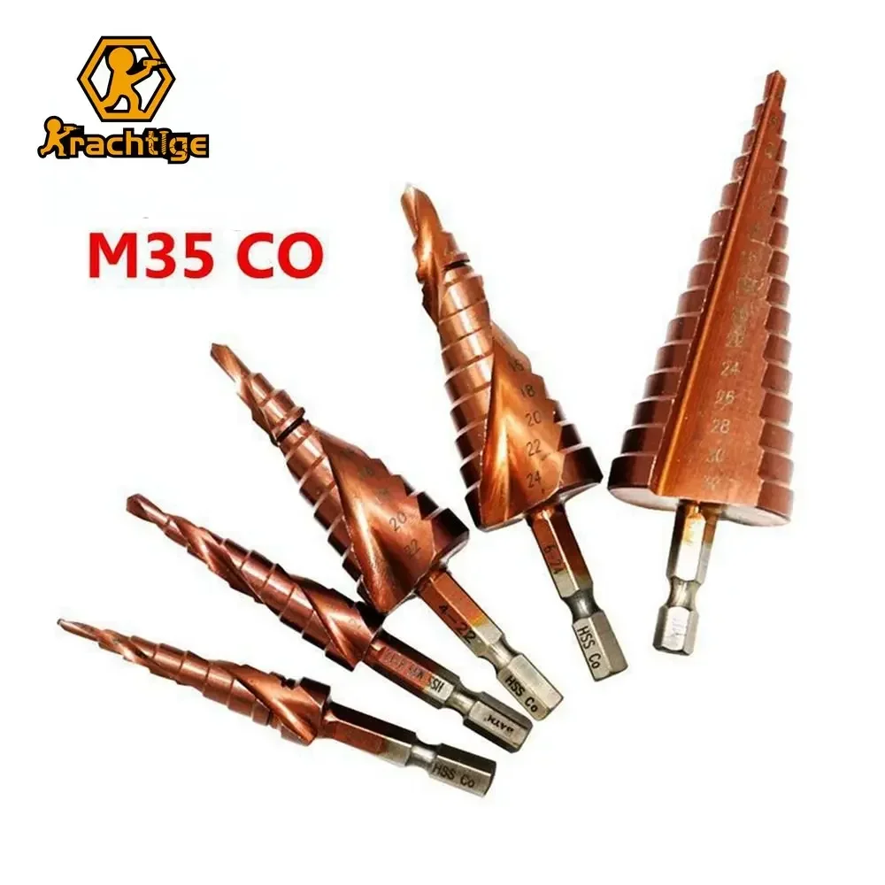 

5Pcs M35 Co Hex Shank 1/4 Inch Spiral Flute Straight Grooved Step Drill Bit HSS Cobalt Multiple Hole 3-12 4-12 4-22 6-24 4-32mm