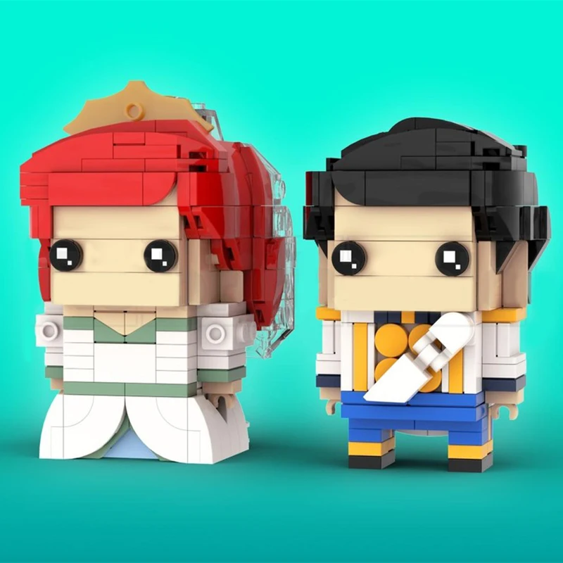 

487 шт. MOC Ariel & Eric The Little Mermaides Brickheadz, строительные блоки, рождественский подарок, подарок на выбор для детей, креативная любовь