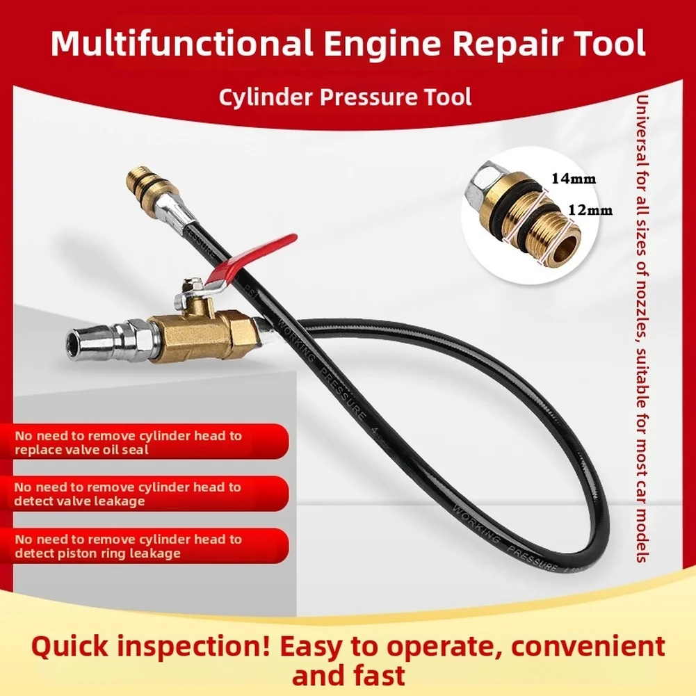 Engine Diagnostic Pressure Tester for Cylinder Leak Detection in Standard and High Compression Internal Combustion Engines