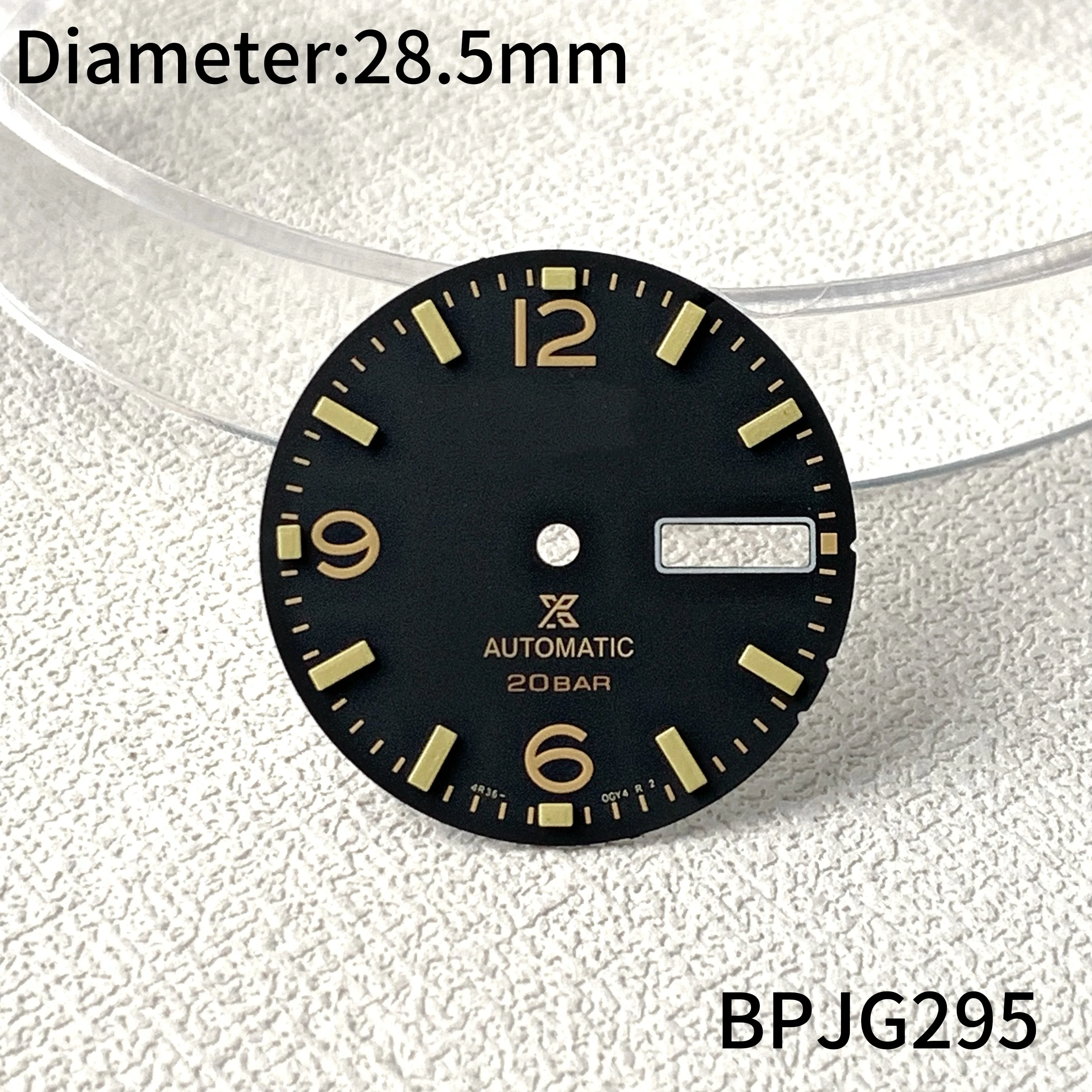 

28.5mm NH36 dial digital dual calendar black green illuminated C3 watch parts men's watch dial accessories