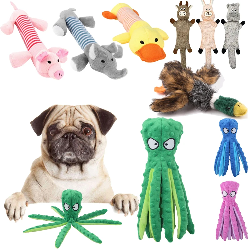 Pet Plush Toy Dog Sound Octopus Animal Shape Toy Interactive Dog Teeth Clean Chew Toy Pet Supplies For Small Meduim Large Dog