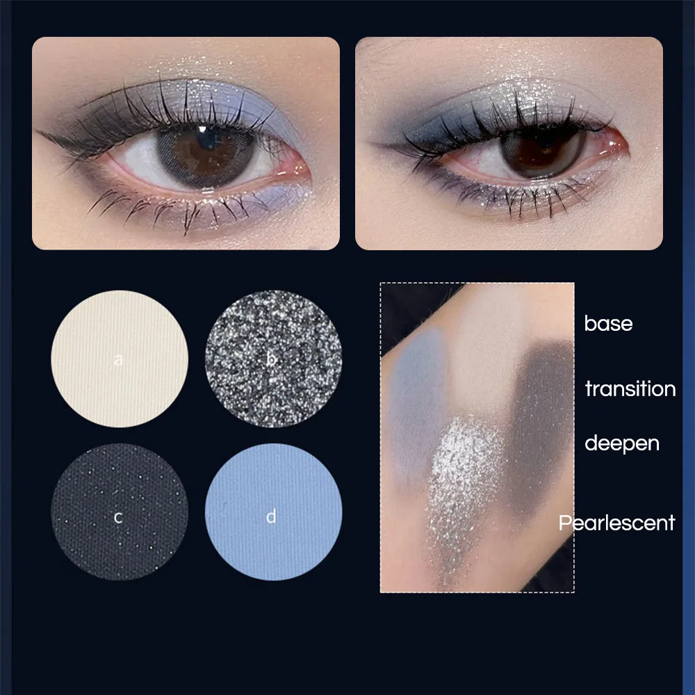 Biya 4 색 아이 섀도우 팔레트 진주 빛 매트 파우더 스위트 펑크 스타일 스모키 아이 섀도우 메이크업에 적합